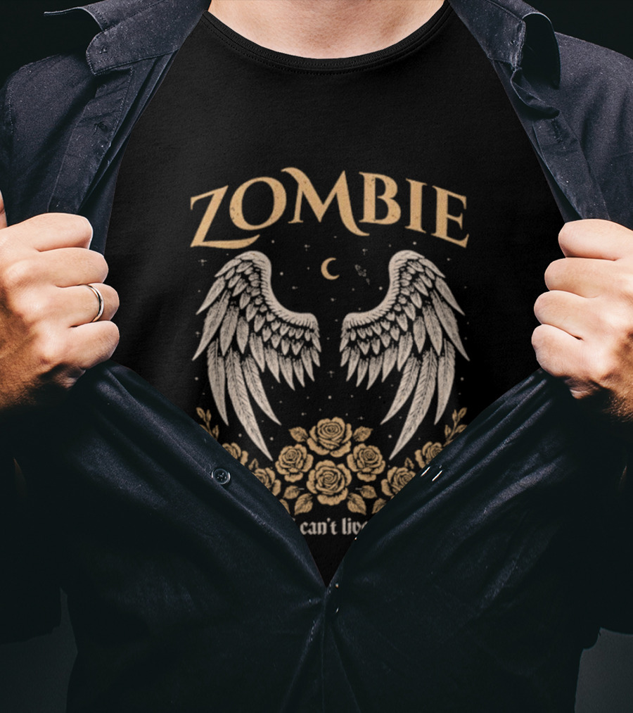 Zombie Angel Wings Crescent Moon Roses I Know That I Can't Live Without You T-Shirt