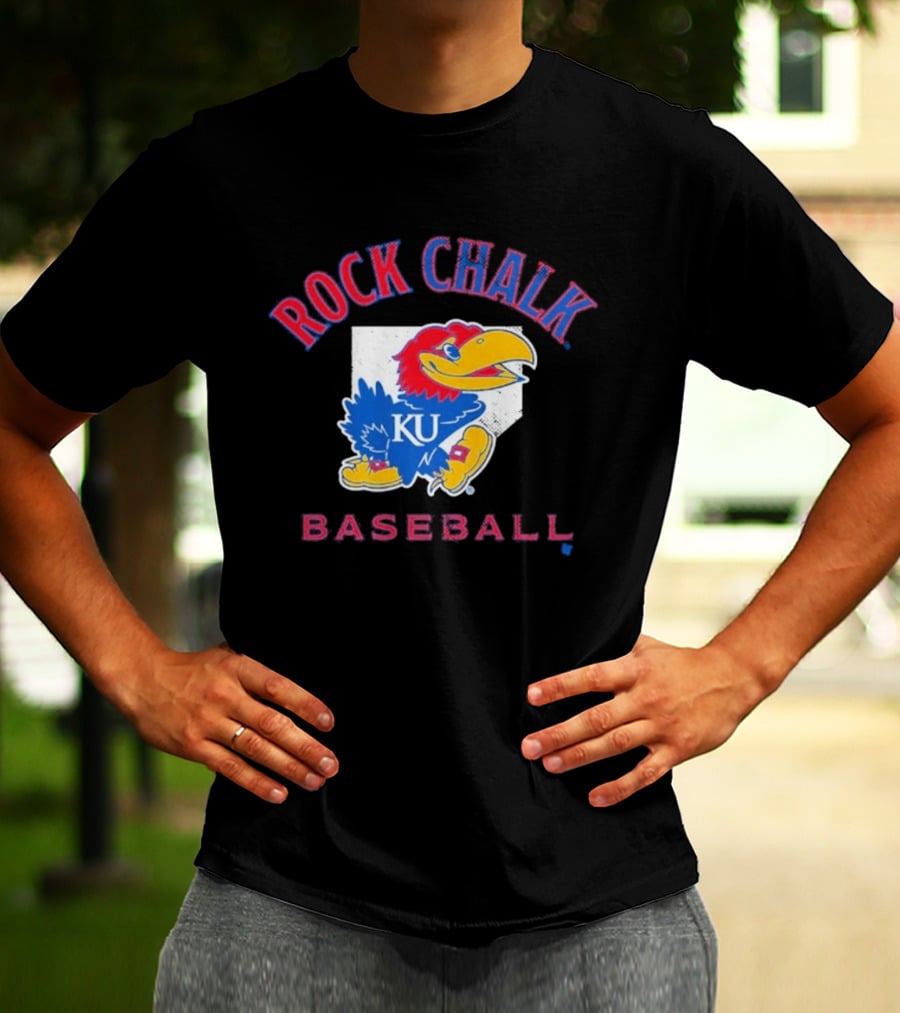 Rock Chalk KU Baseball Jayhawk Home Plate Kansas T-Shirt