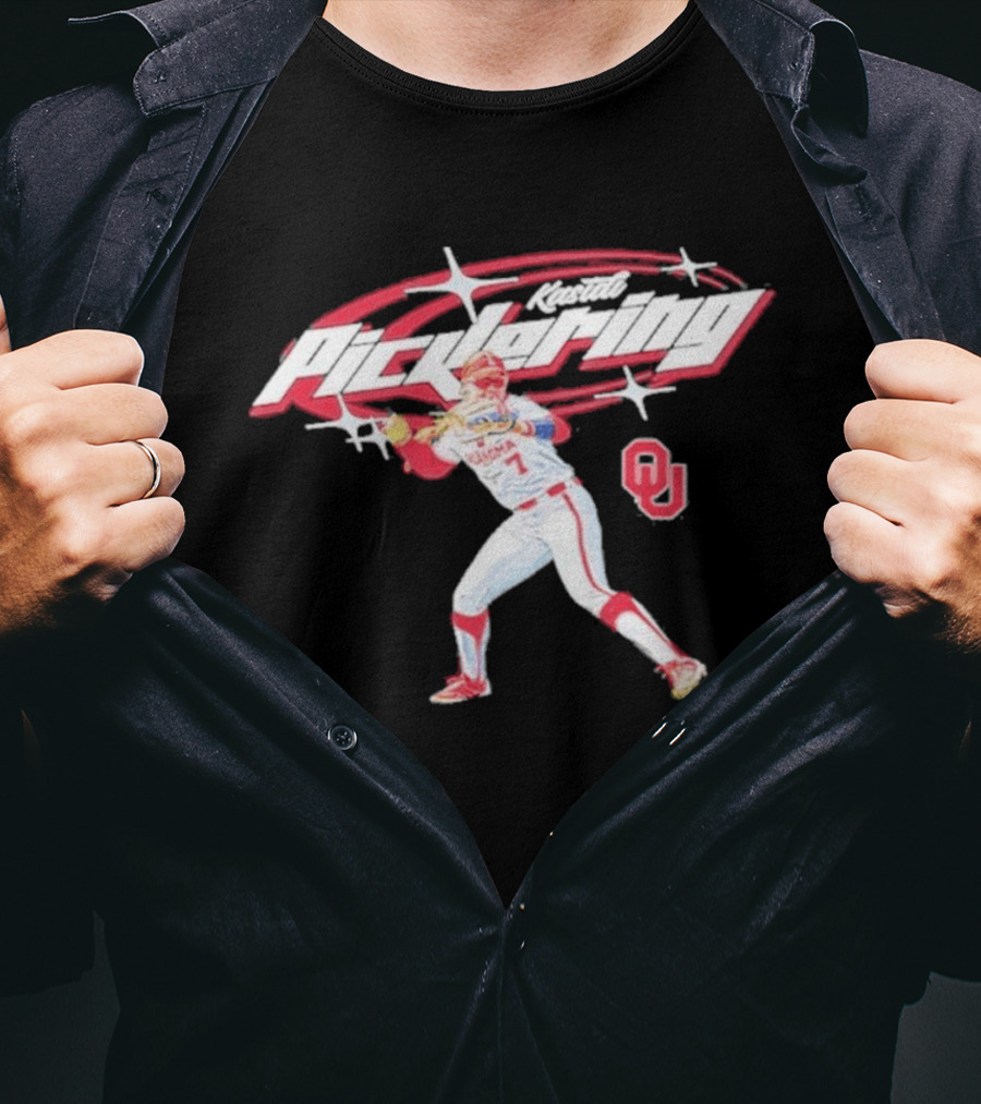 Kasidi Pickering Oklahoma Softball Player Action Sparkle OU T-Shirt