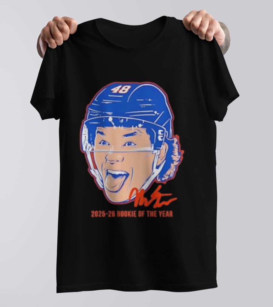 Matthew Schaefer Islanders ROTY 2025 26 Swag Helmet 48 Signature T-Shirt