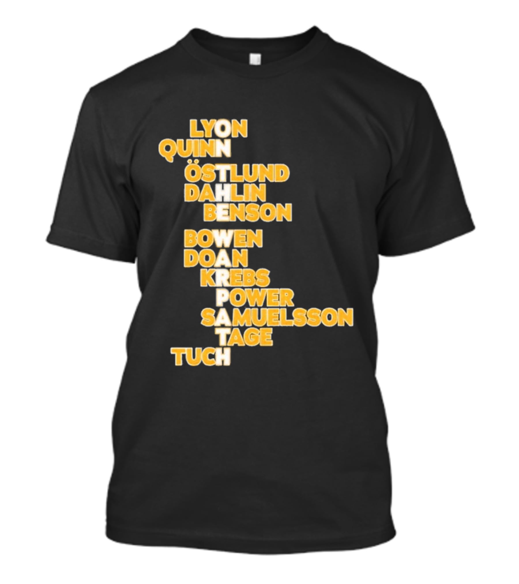 Lyon Quinn Östlund Dahlin Benson Bowen Doan Krebs Power Samuelsson Tage Tuch Buffalo Sabres 2026 T-Shirt