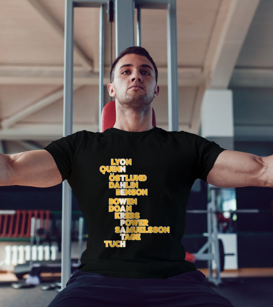 Lyon Quinn Östlund Dahlin Benson Bowen Doan Krebs Power Samuelsson Tage Tuch Buffalo Sabres 2026 T-Shirt