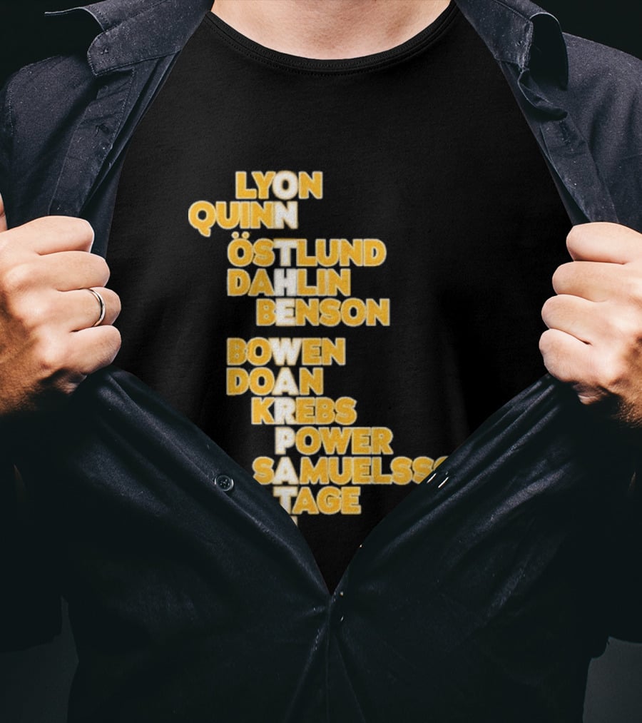 Lyon Quinn Östlund Dahlin Benson Bowen Doan Krebs Power Samuelsson Tage Tuch Buffalo Sabres 2026 T-Shirt
