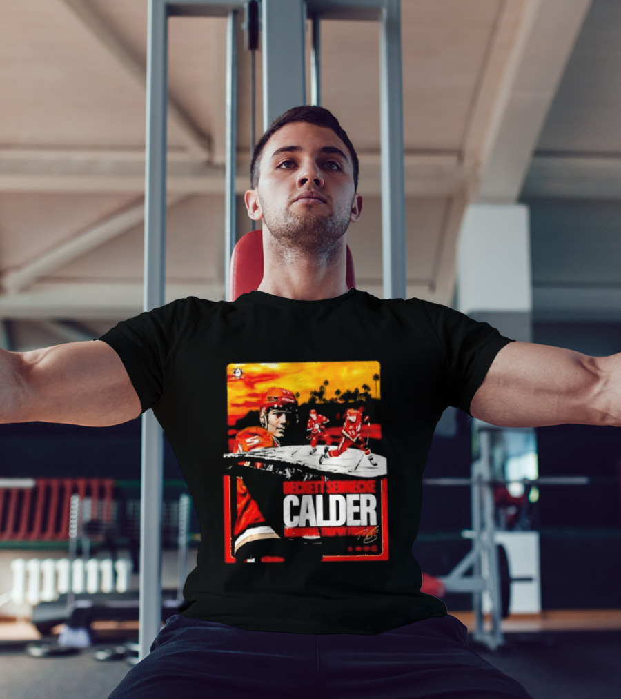Beckett Sennecke Calder Memorial Trophy Finalist Hockey Player Action Scene T-Shirt