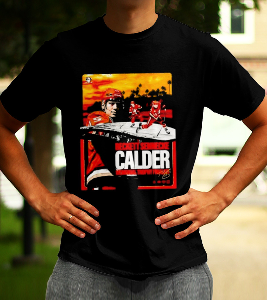 Beckett Sennecke Calder Memorial Trophy Finalist Hockey Player Action Scene T-Shirt