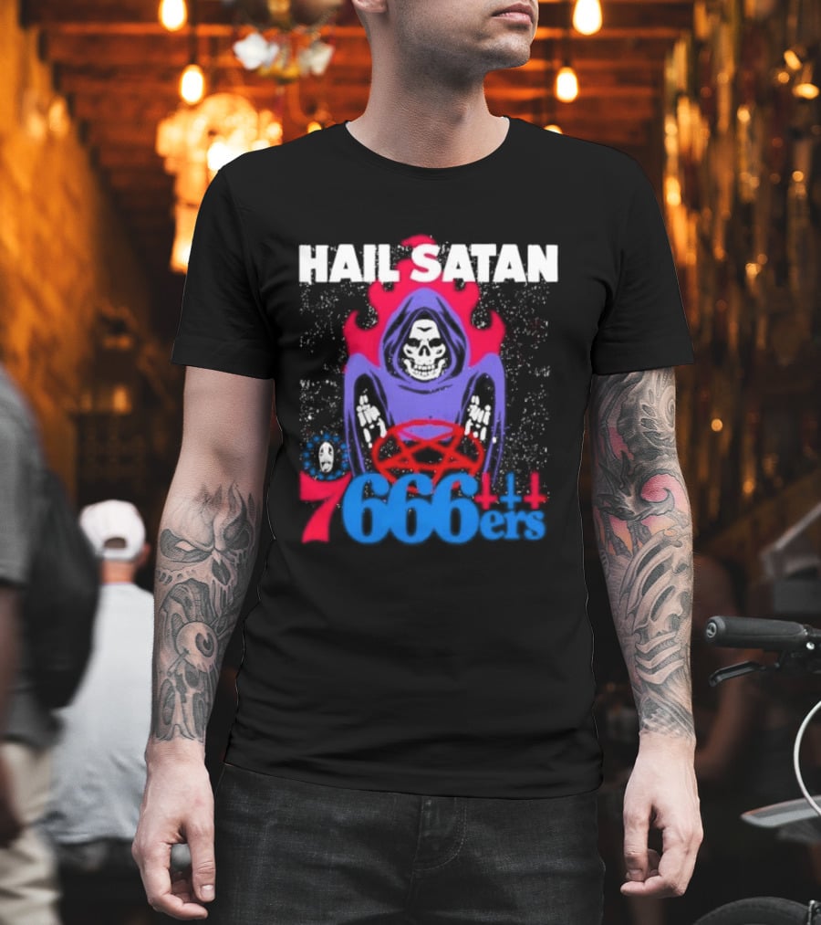 Hail Satan 76ers 666 Flame Creature T-Shirt