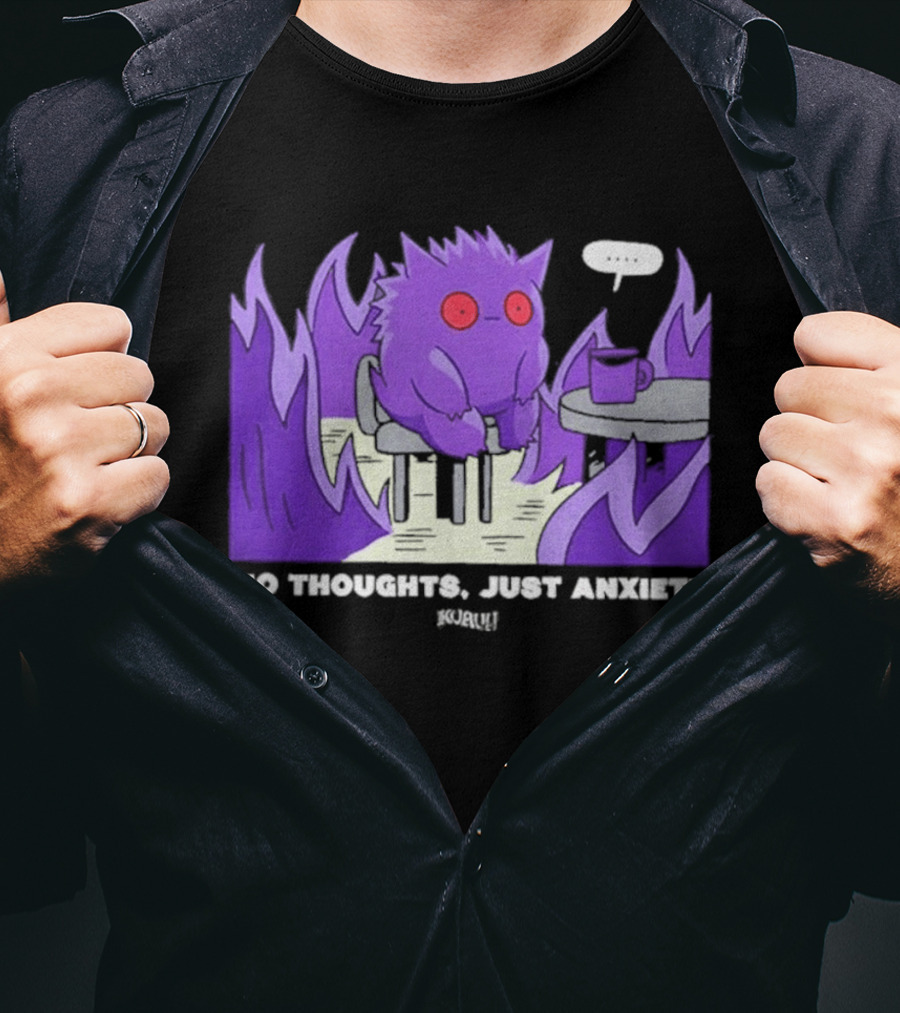 Pokemon Gengar No Thoughts Just Anxiety Purple Flame T-Shirt