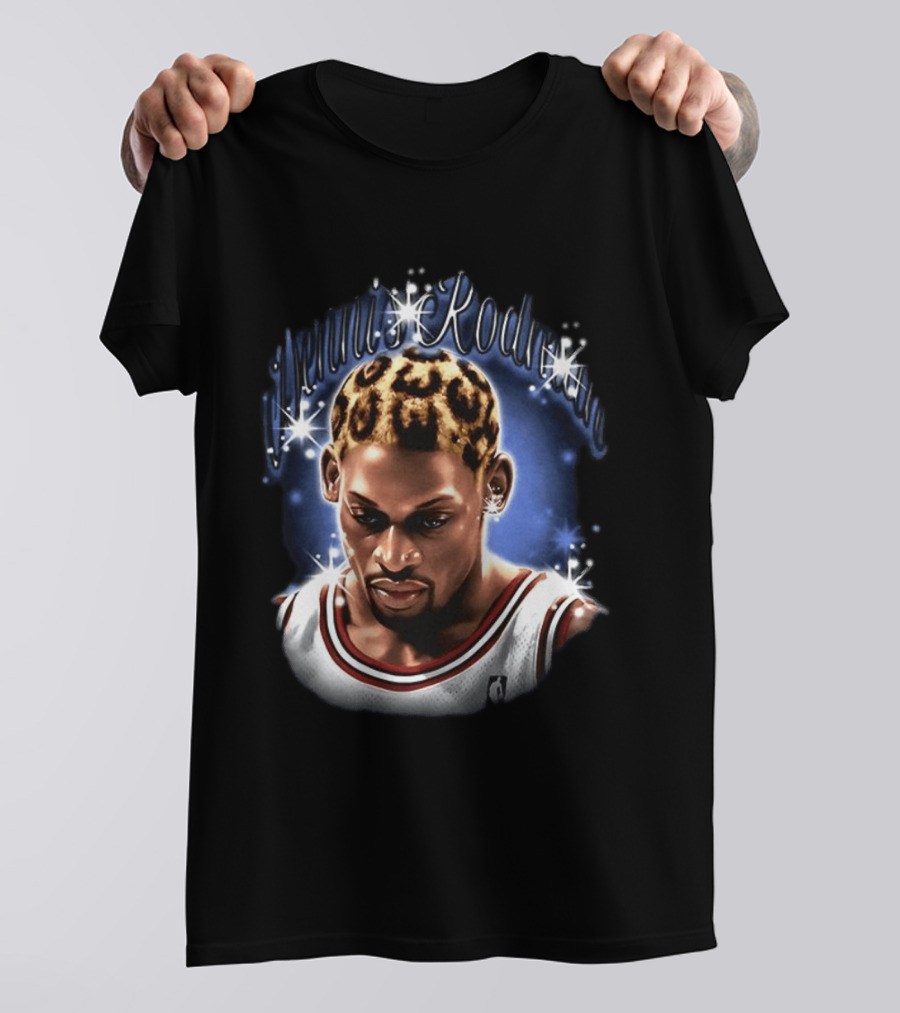 Dennis Rodman Chicago Bulls NBA Number 91 Twinkle Classic Leopard Hair T-Shirt