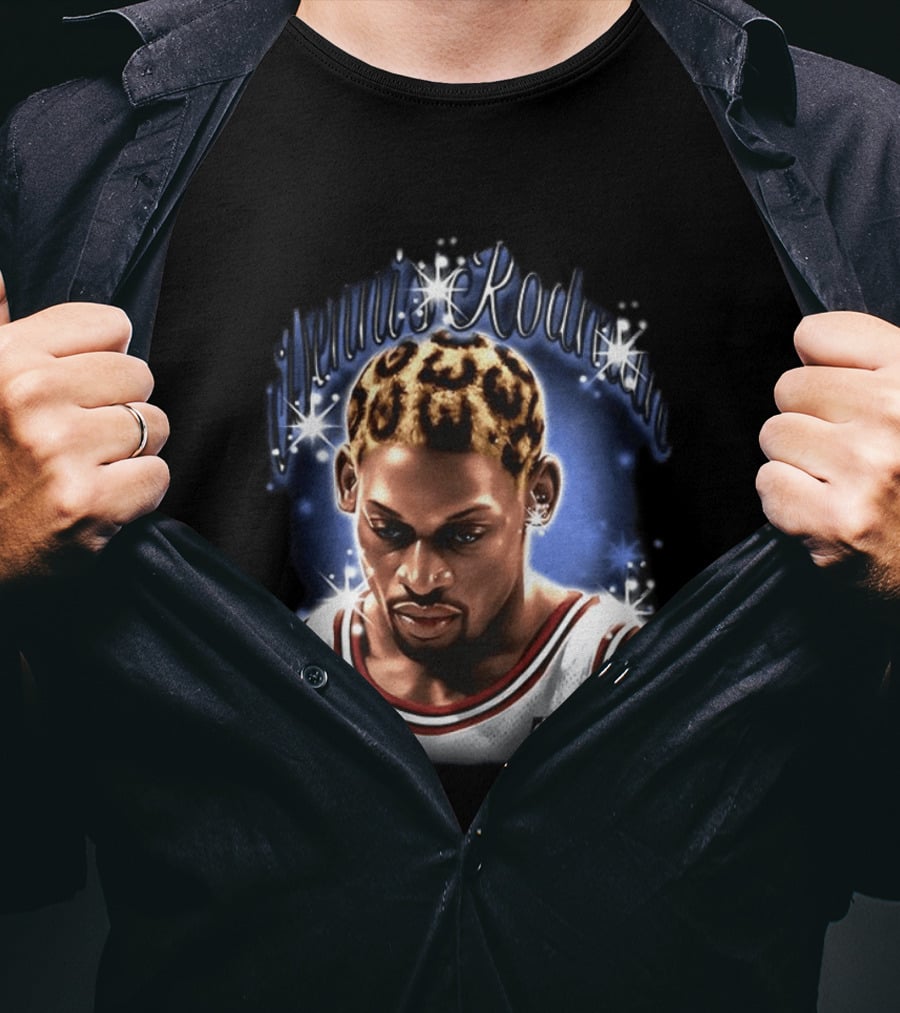 Dennis Rodman Chicago Bulls NBA Number 91 Twinkle Classic Leopard Hair T-Shirt