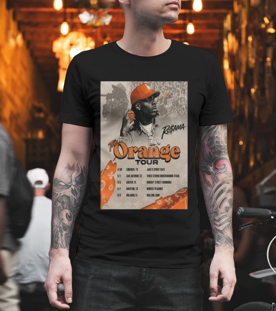RoSama The Orange Tour 2026 Houston Concert The Bronze Peacock May 7 T-Shirt