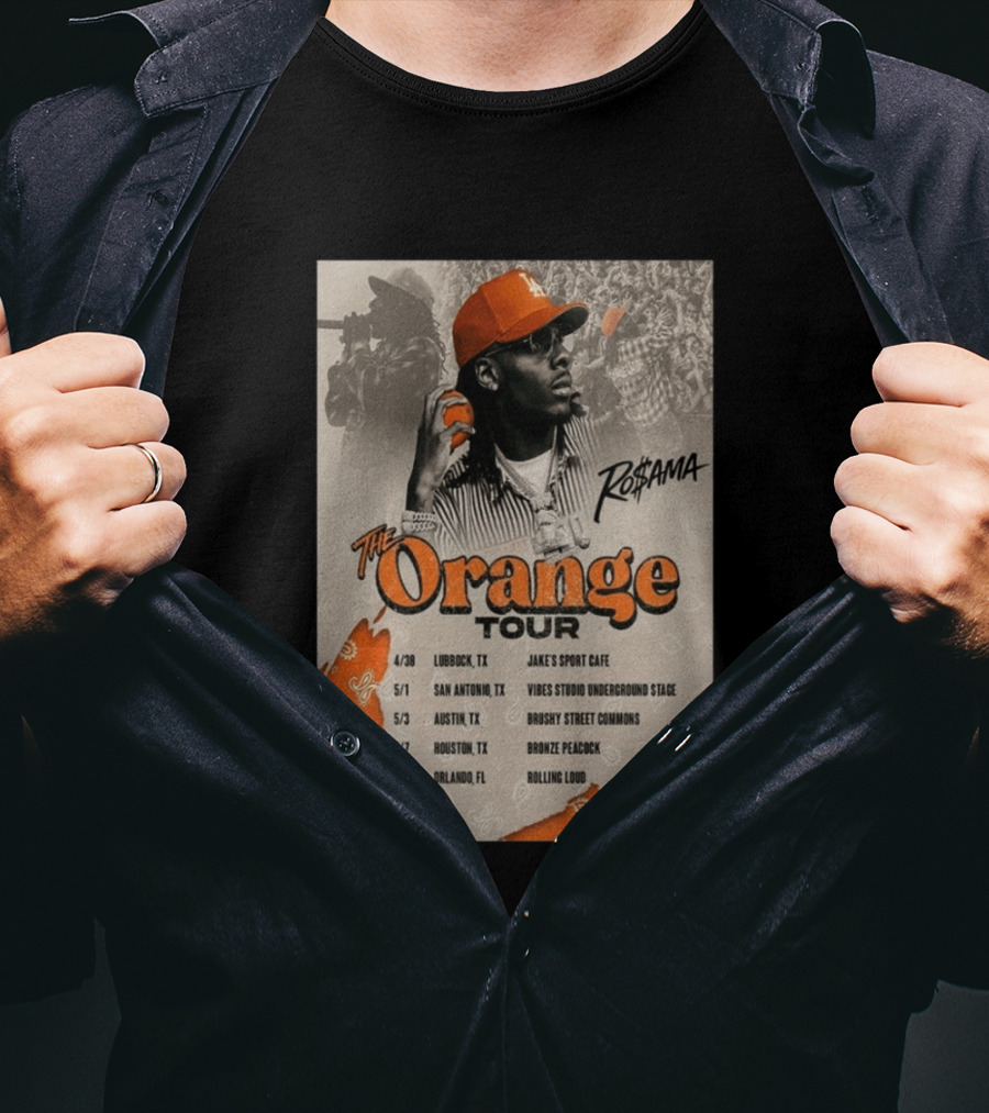 RoSama The Orange Tour 2026 Houston Concert The Bronze Peacock May 7 T-Shirt