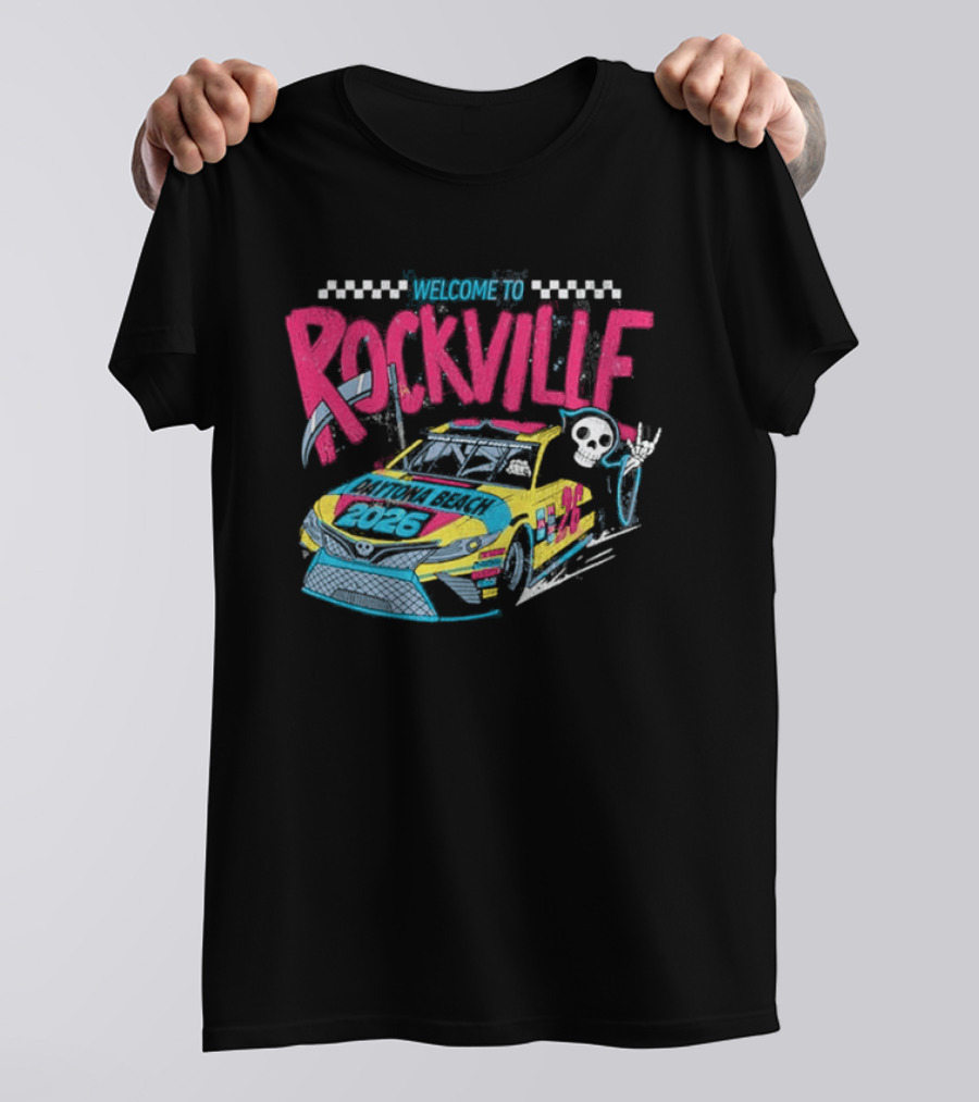 Welcome To Rockville 2026 Daytona Beach Florida Racing Car Devil Horn T-Shirt