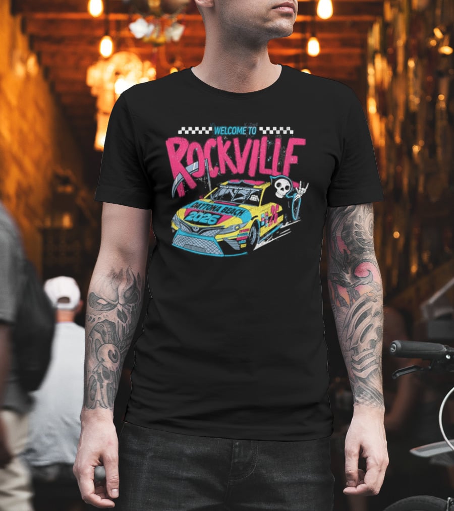 Welcome To Rockville 2026 Daytona Beach Florida Racing Car Devil Horn T-Shirt