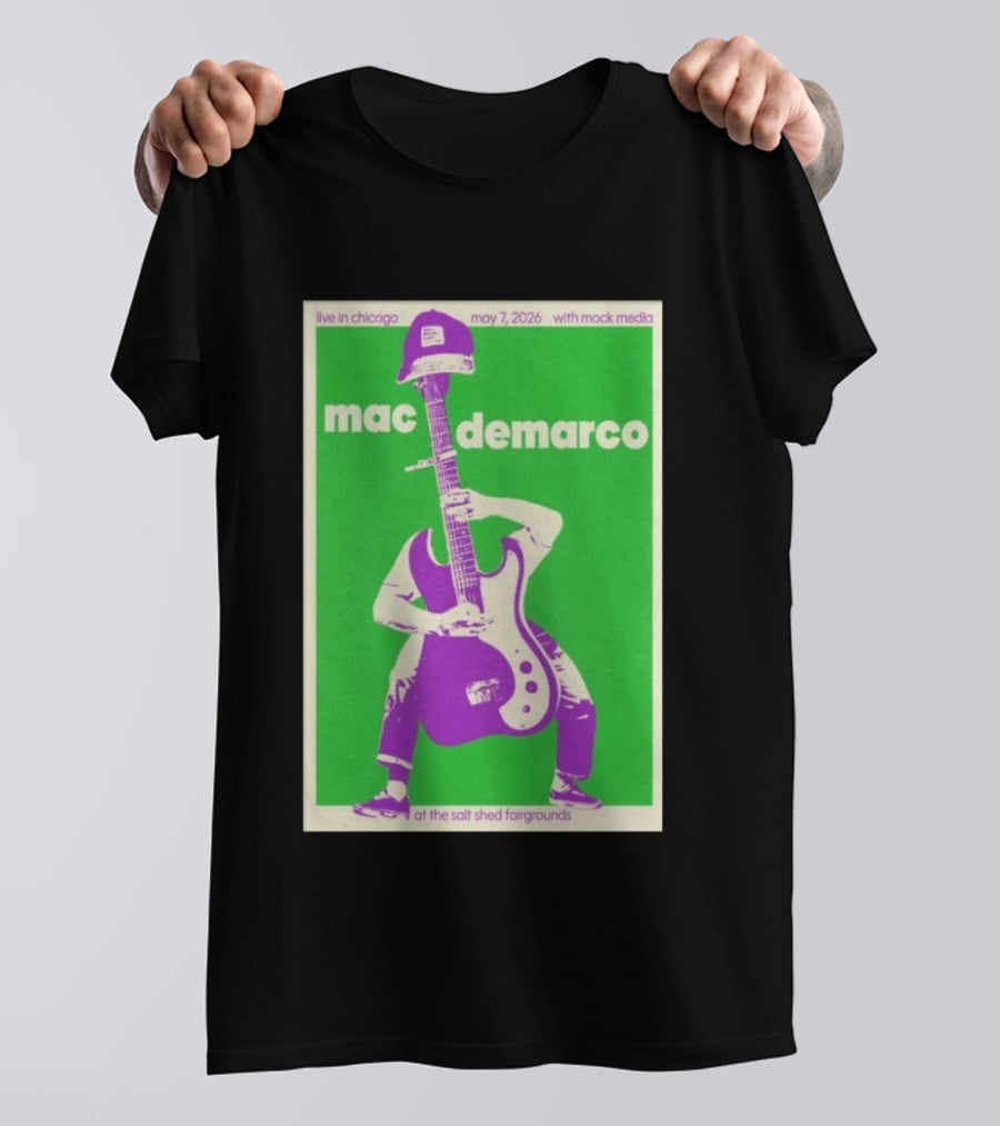 Mac Demarco Live In Chicago May 7 2026 At The Salt Shed Fairgrounds With Mock Media T-Shirt