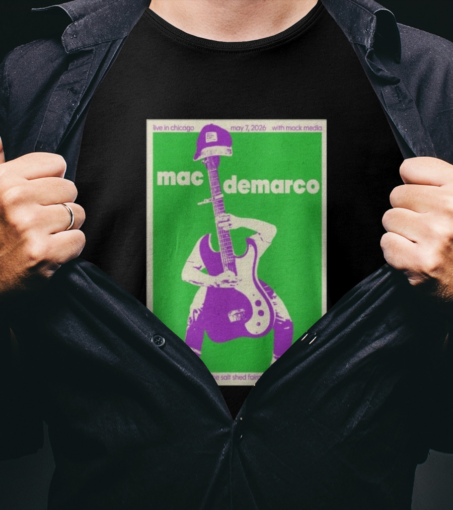 Mac Demarco Live In Chicago May 7 2026 At The Salt Shed Fairgrounds With Mock Media T-Shirt