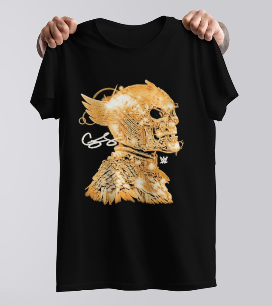 Cody Rhodes Gold Skull Mask Winged WW T-Shirt