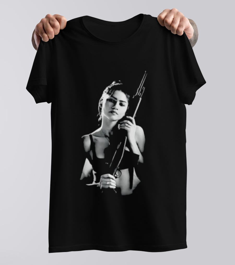 Euphoria Zendaya With Gun Monochrome T-Shirt
