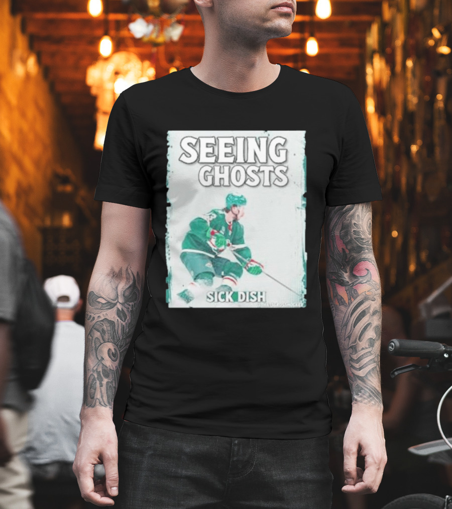 Seeing Ghosts Quinn Hughes Sick Dish Hockey T-Shirt