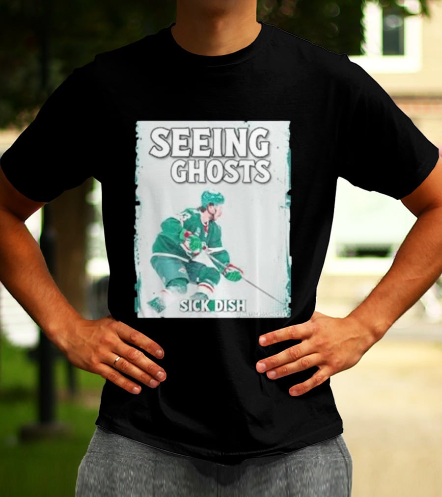 Seeing Ghosts Quinn Hughes Sick Dish Hockey T-Shirt