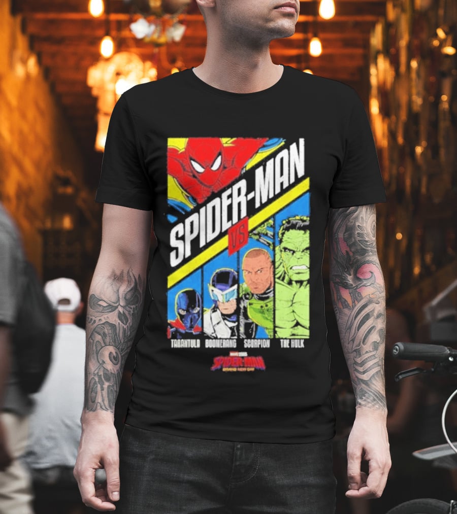 Spider Man VS Tarantula Boomerang Scorpion The Hulk Marvel Superheroes Showdown T-Shirt