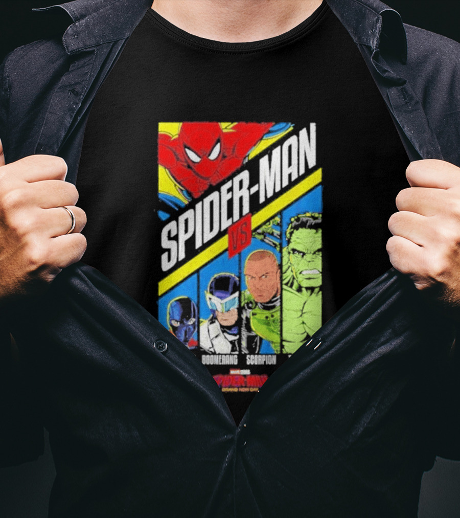Spider Man VS Tarantula Boomerang Scorpion The Hulk Marvel Superheroes Showdown T-Shirt