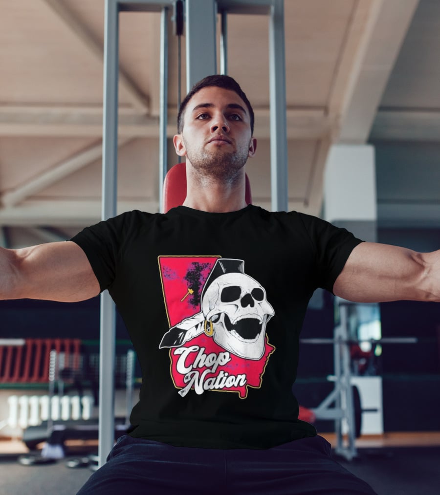 Atlanta Braves Chop Nation Skull Tomahawk Chop T-Shirt