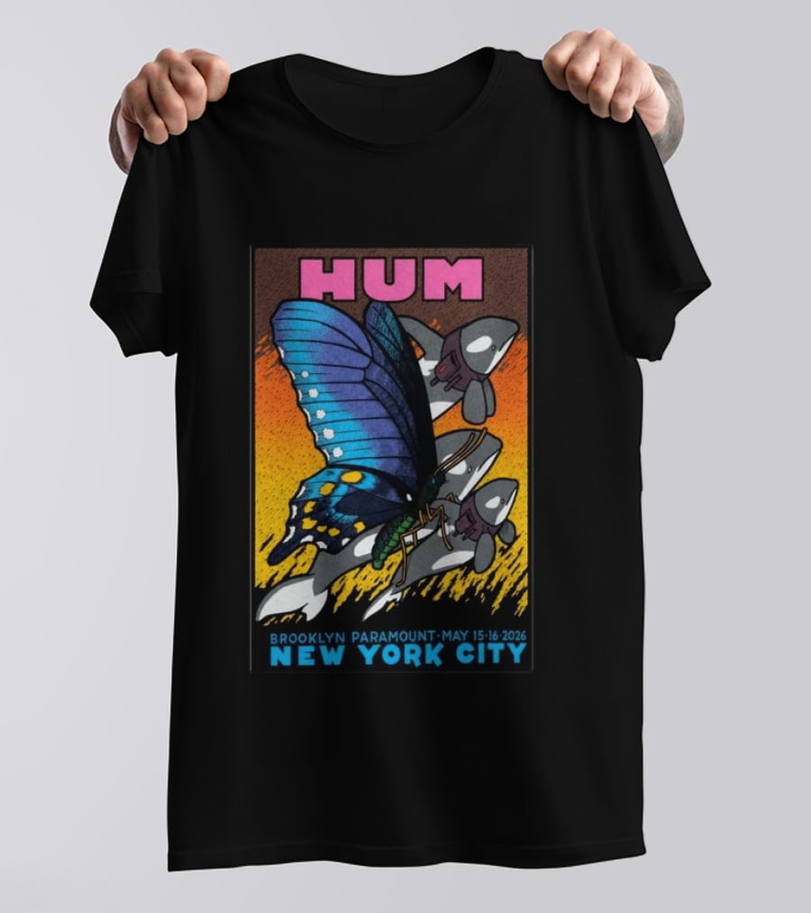 HUM Brooklyn Paramount May 15 16 2026 New York City Butterfly And Spaceships T-Shirt