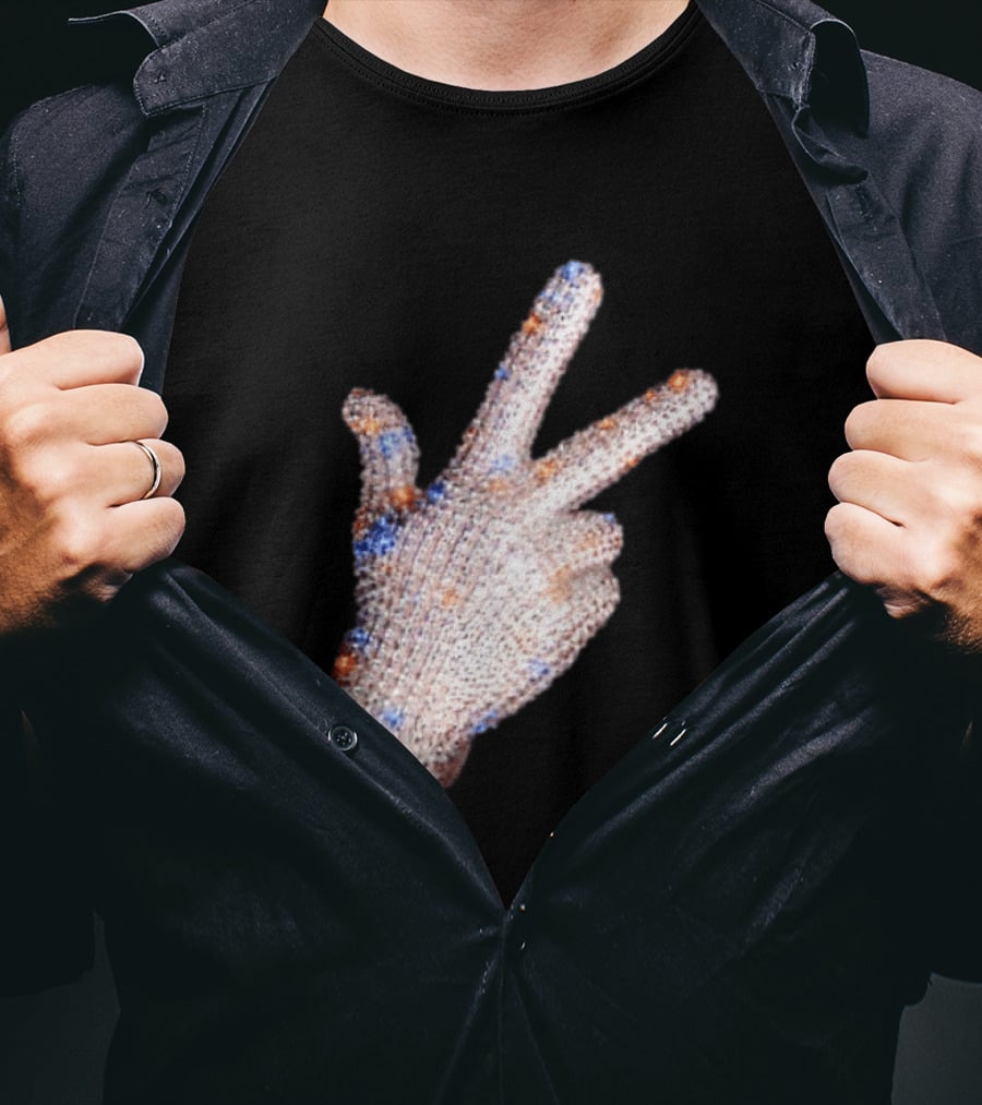 Captain Iceman New York Knicks Drake Iceman Sequined Glove Hand Gesture T-Shirt