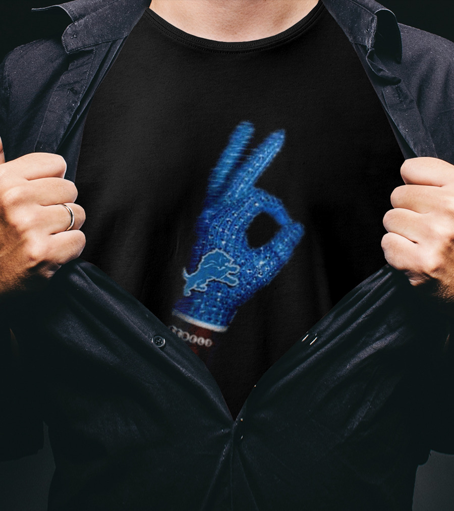 Drake Iceman Detroit Lions Glove Gesture Iconic Team Glove With Beaded Wristband T-Shirt