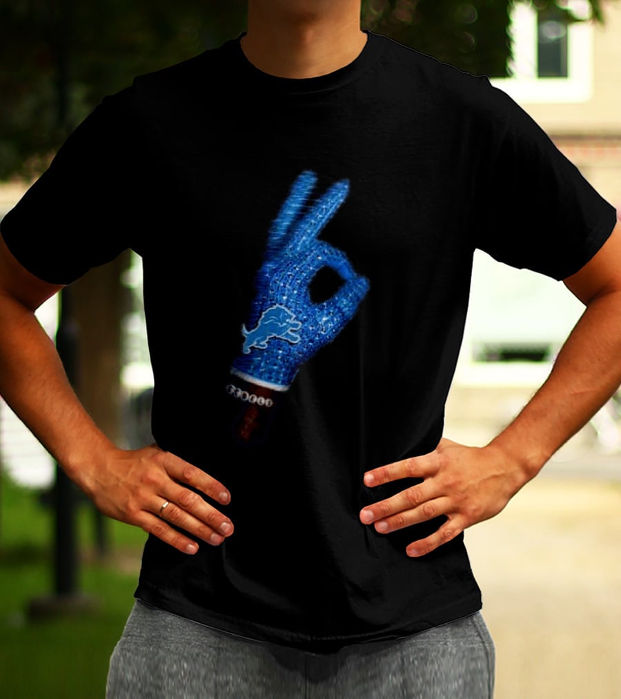 Drake Iceman Detroit Lions Glove Gesture Iconic Team Glove With Beaded Wristband T-Shirt