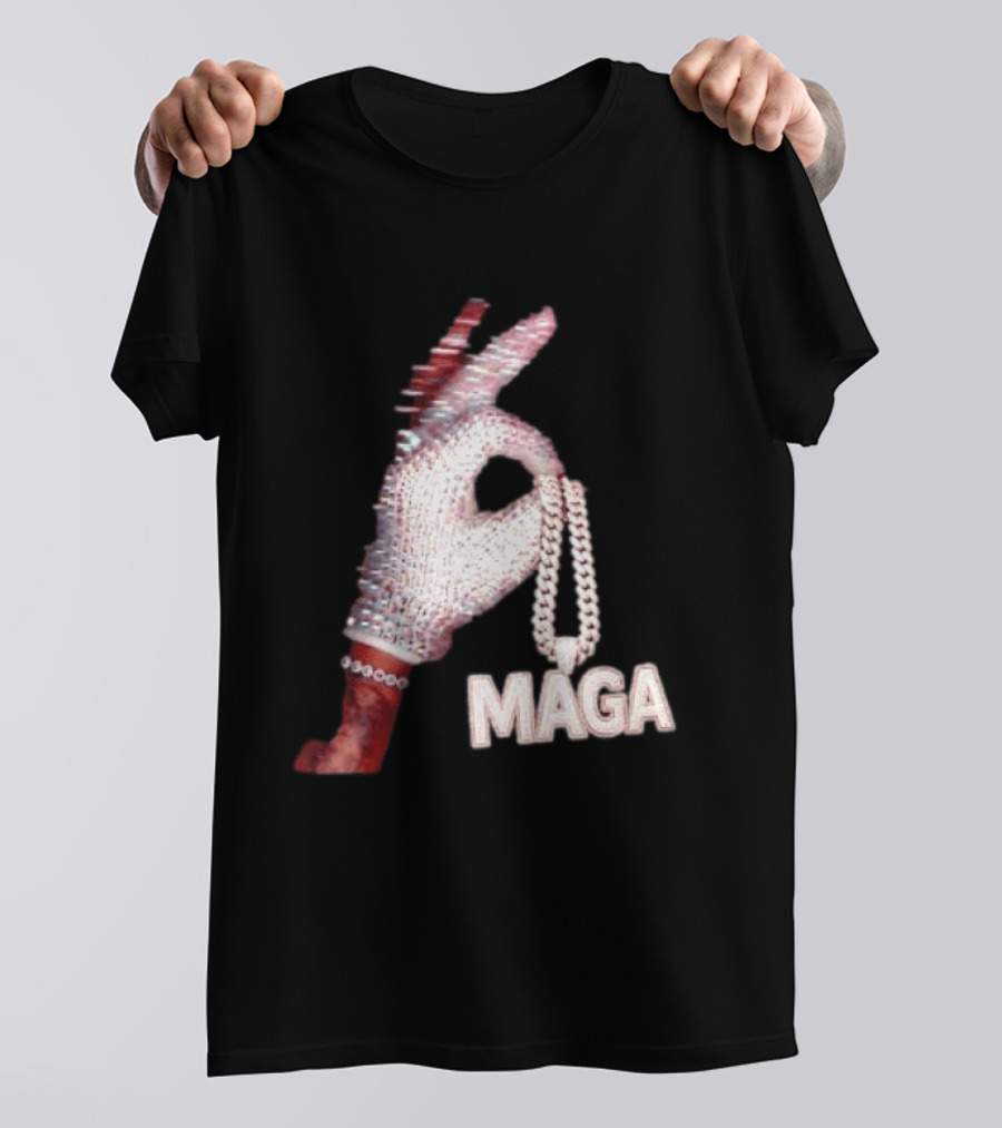 MAGA Iceman Hand Gesture With Diamond Encrusted Jewelry T-Shirt