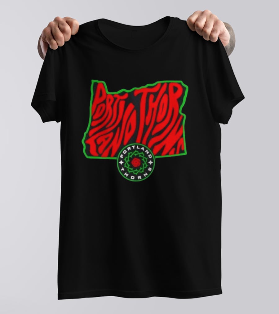 Portland Thorns FC NWSL Oregon State Map Groovy T-Shirt