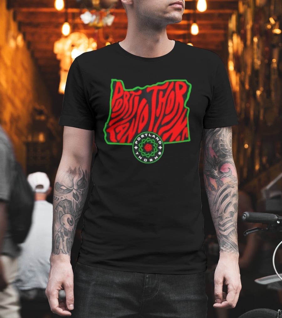Portland Thorns FC NWSL Oregon State Map Groovy T-Shirt