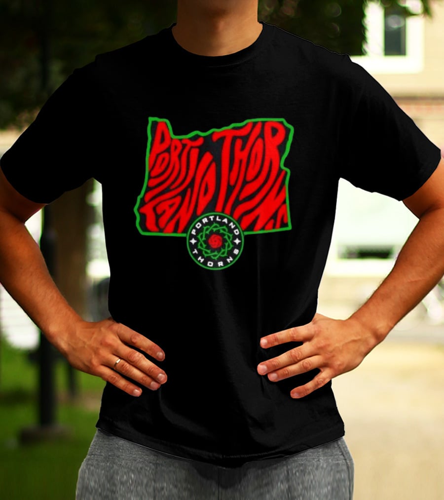 Portland Thorns FC NWSL Oregon State Map Groovy T-Shirt