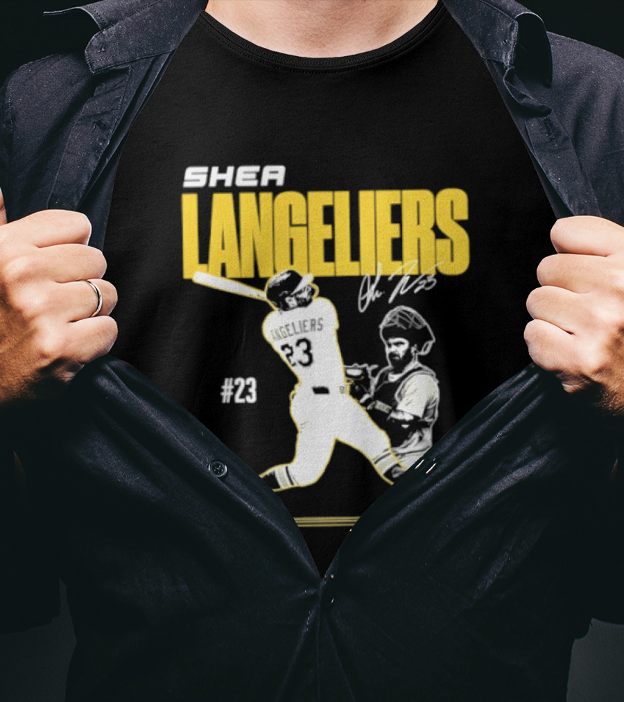 Shea Langeliers 23 Athletics Baseball Slugger Swing Signature T-Shirt