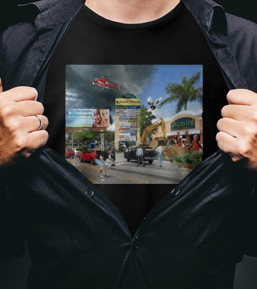 Planet Fitness Publix Chaos At Florida Shopping Plaza With Helicopter And Billboard T-Shirt