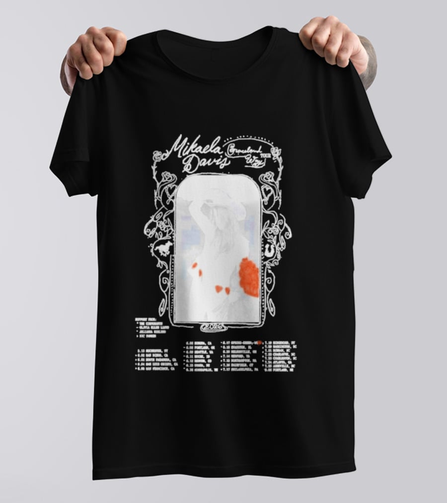 Mikaela Davis Graceland Way Tour 2026 With Dates And Rose Accents T-Shirt