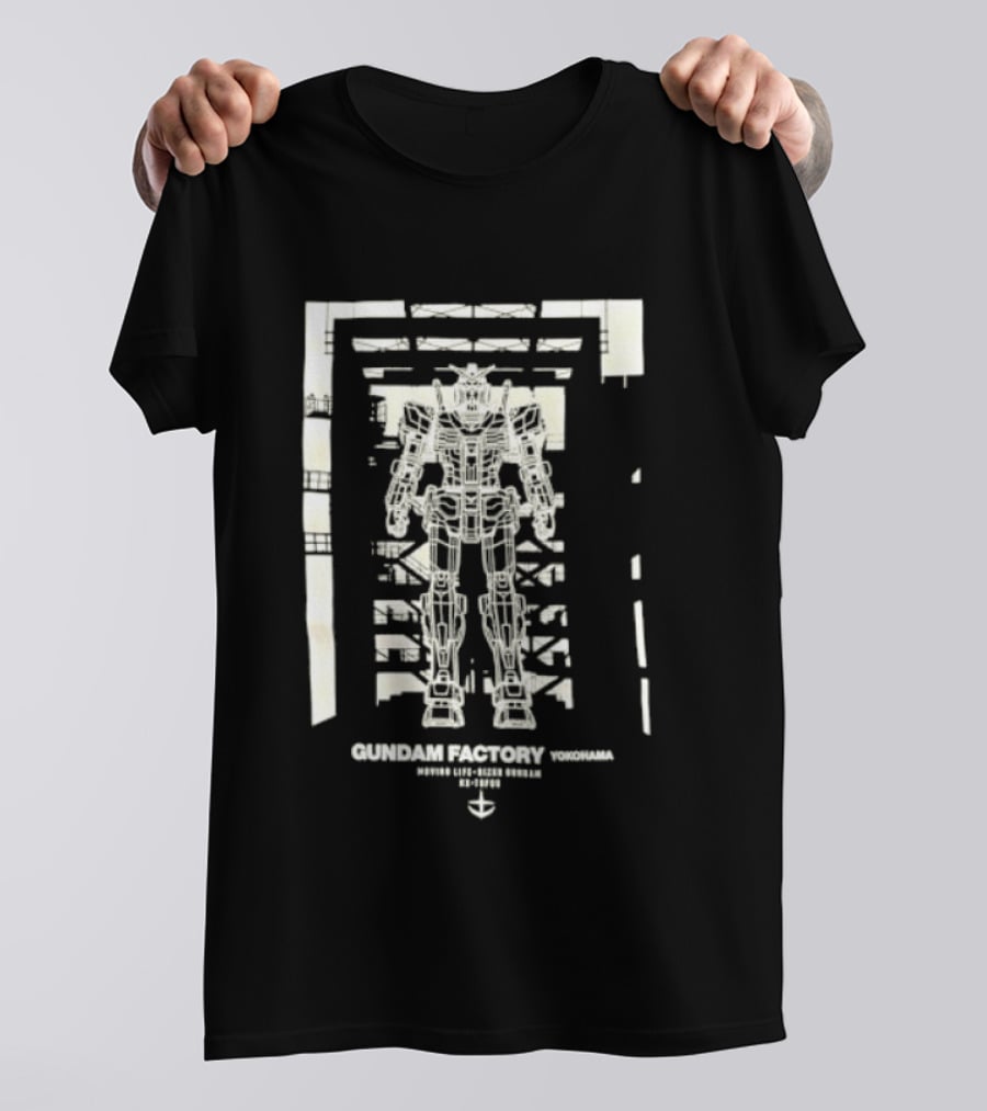 Yokohama Gundam Factory RX 78F00 Mobile Suit White Blueprint T-Shirt