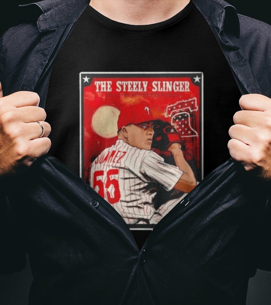 Philadelphia Phillies Ranger Suarez Steely Slinger 55 Baseball T-Shirt