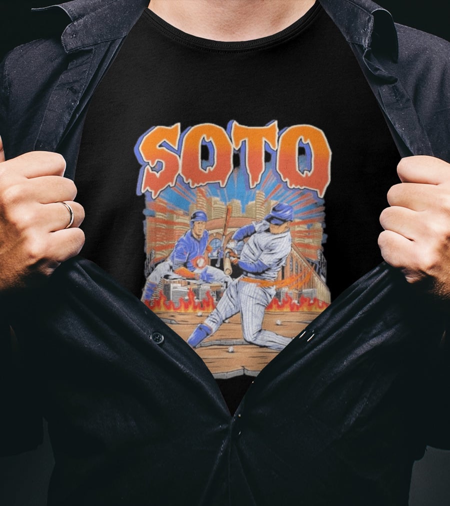 Juan Soto New York Baseball Skyline Battling Legends T-Shirt