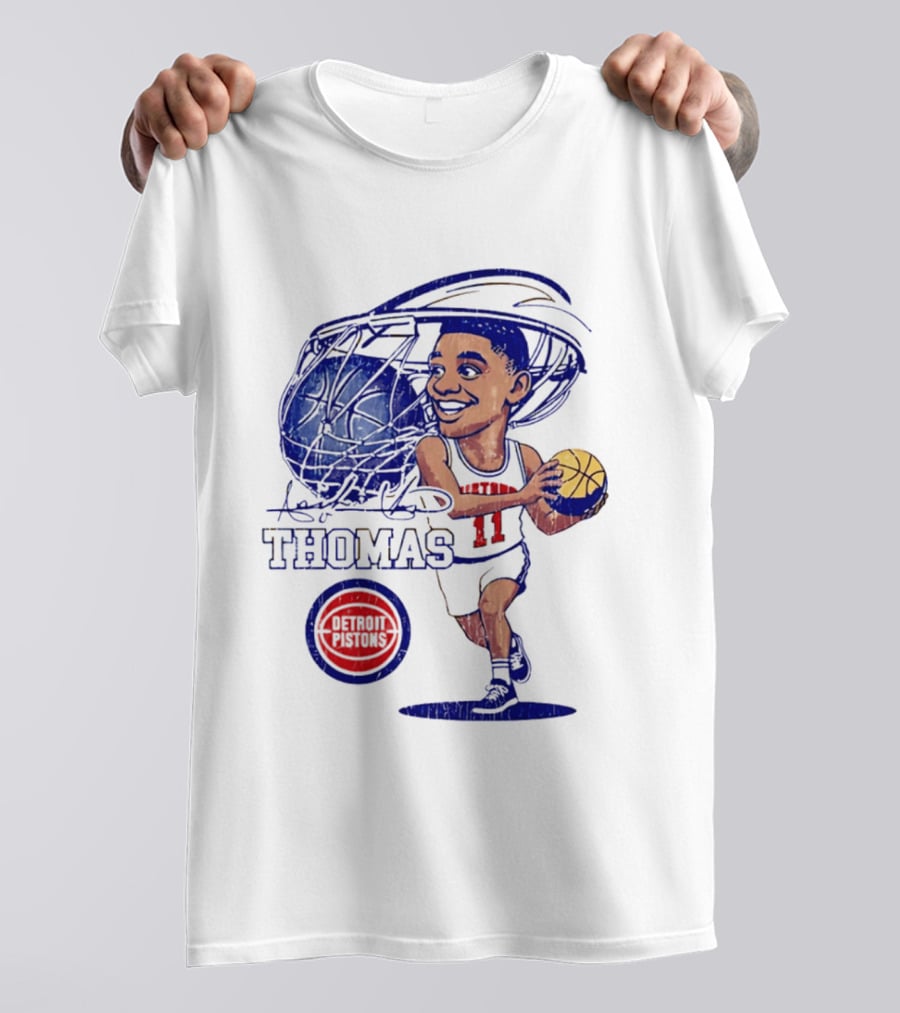 Isiah Thomas Detroit Pistons Caricature Basketball Cartoon Drawing T-Shirt