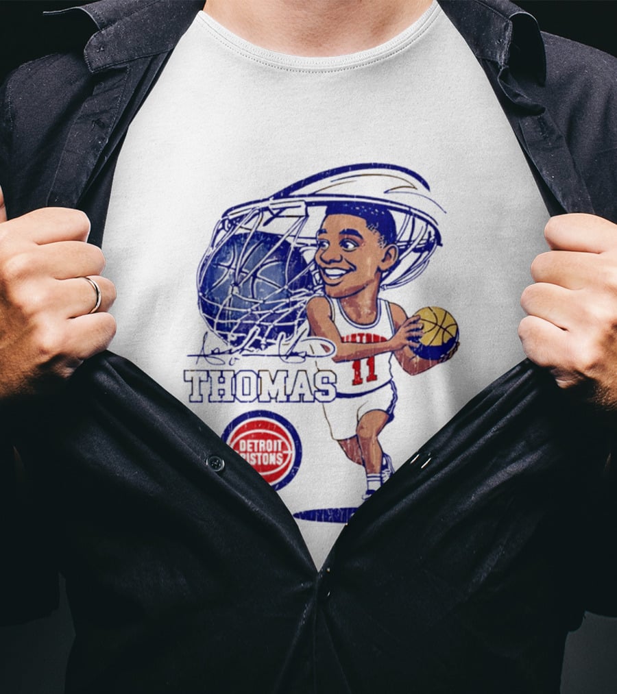 Isiah Thomas Detroit Pistons Caricature Basketball Cartoon Drawing T-Shirt