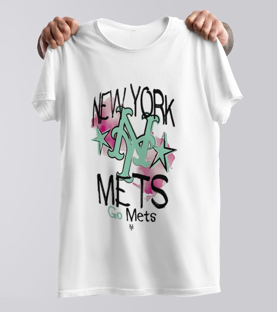 New York Mets Go Mets Watercolor Stars MLB Fan Gear T-Shirt