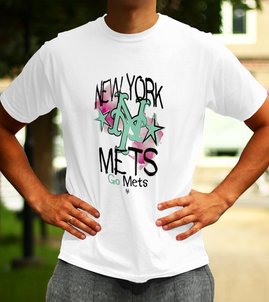 New York Mets Go Mets Watercolor Stars MLB Fan Gear T-Shirt