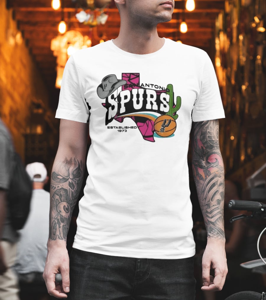 San Antonio Spurs Texas Cowboy Hat Cactus Basketball Established 1973 T-Shirt