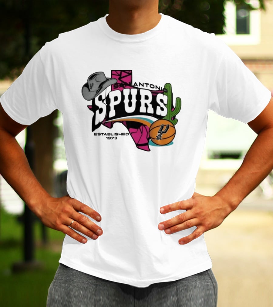 San Antonio Spurs Texas Cowboy Hat Cactus Basketball Established 1973 T-Shirt
