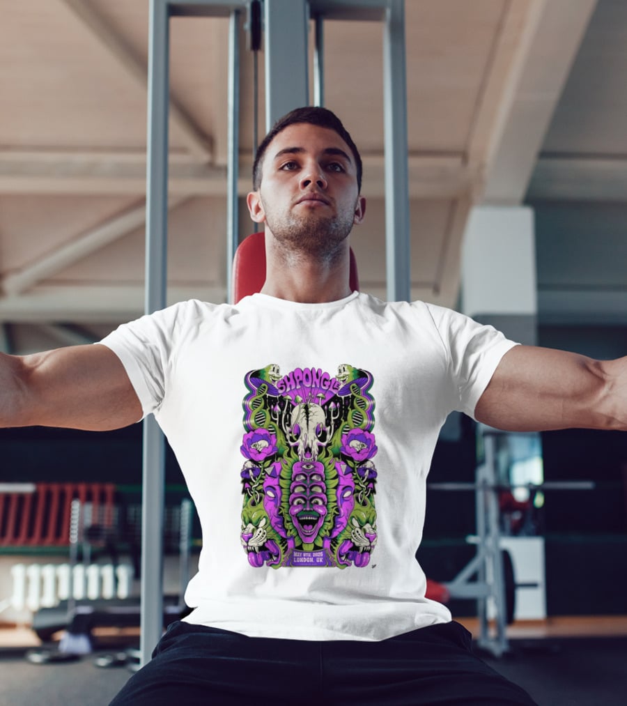 Shpongle May 9th 2026 London UK Psychedelic Imagery Skeletons And Flowers T-Shirt