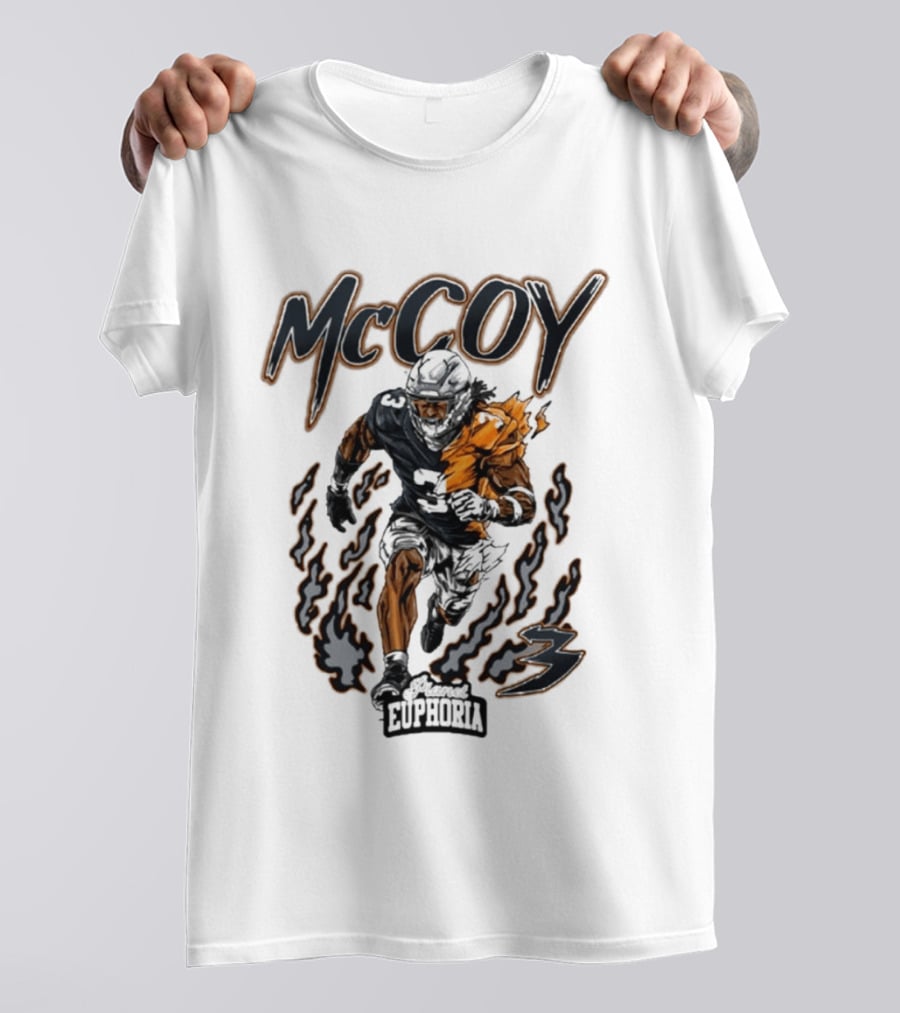 McCoy Euphoria Gridiron Burner Football Player Flames T-Shirt