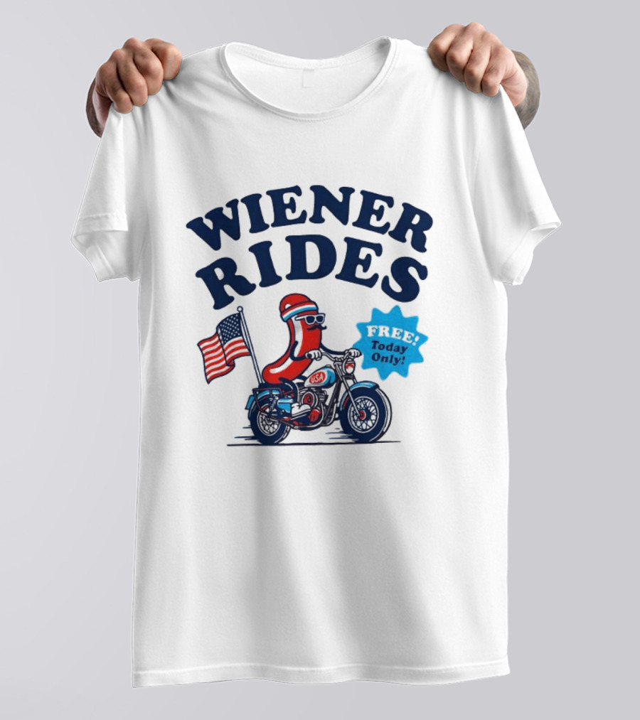 Wiener Rides 4th Of July Sausage Driving Motorbike Free Today Only 250th Anniversary T-Shirt