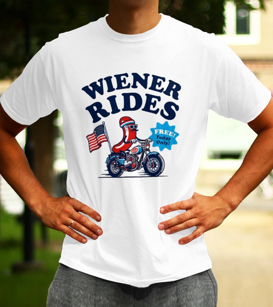 Wiener Rides 4th Of July Sausage Driving Motorbike Free Today Only 250th Anniversary T-Shirt